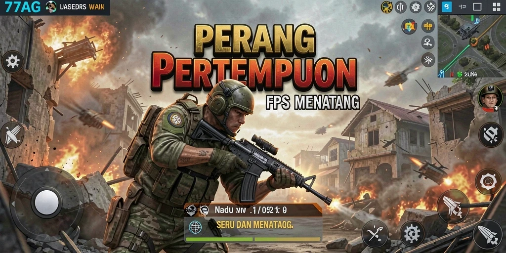 Tampilan gameplay seru dalam 77AG dengan aksi tembak-menembak intens.