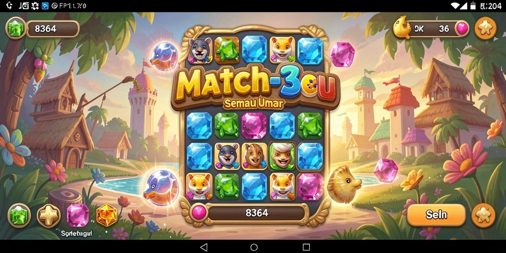 Tampilan gameplay seru dari 8364 yang menghadirkan tantangan Match-3.