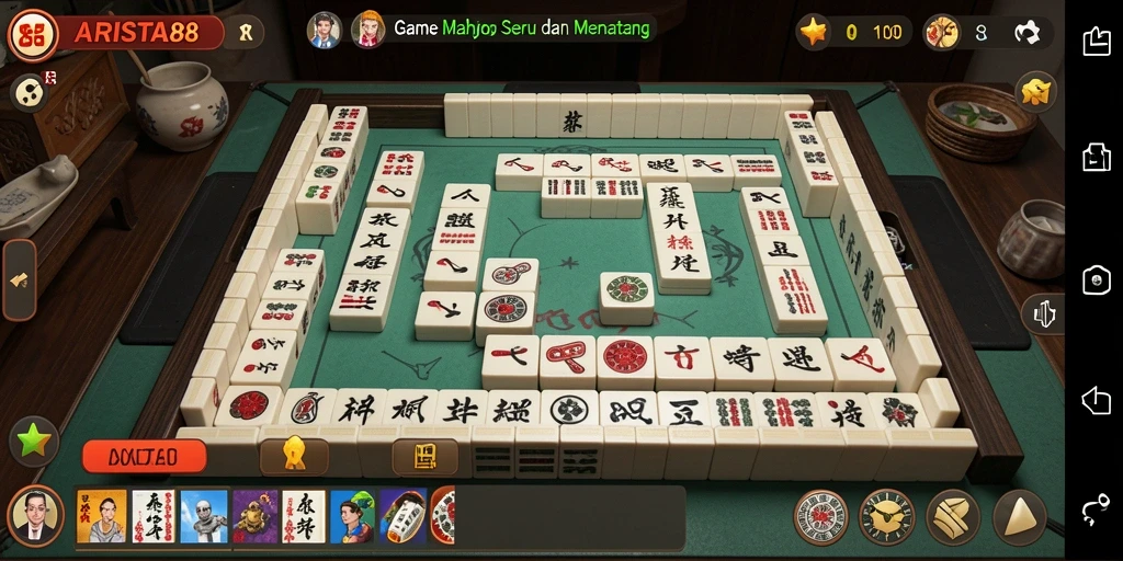 Screenshot ARISTA88 menampilkan gameplay Mahjong yang seru dan menarik.