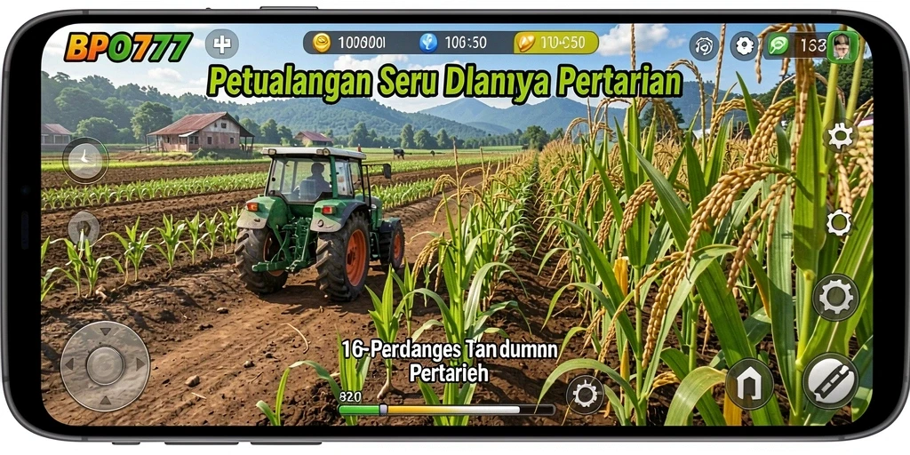 Tampilan gameplay <strong>BPO777</strong> yang menampilkan aktivitas pertanian.