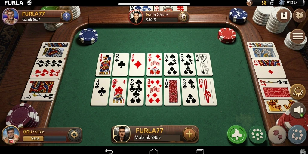 Screenshot gameplay FURLA77 menunjukkan keseruan bermain Gaple.