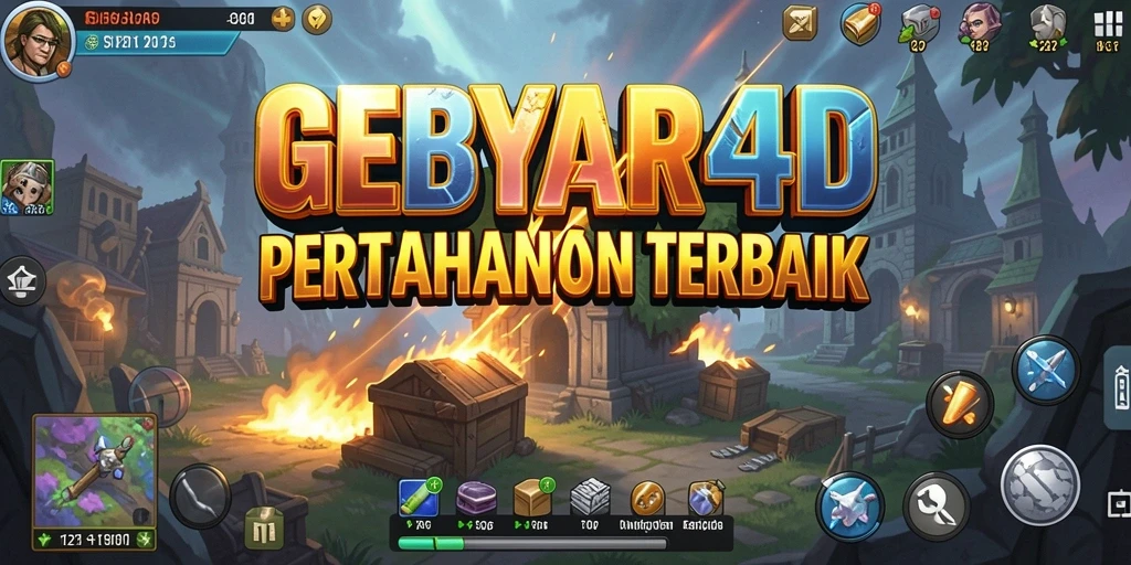 Screenshot gameplay <strong>GEBYAR4D</strong> menunjukkan aksi pertahanan menara yang seru.