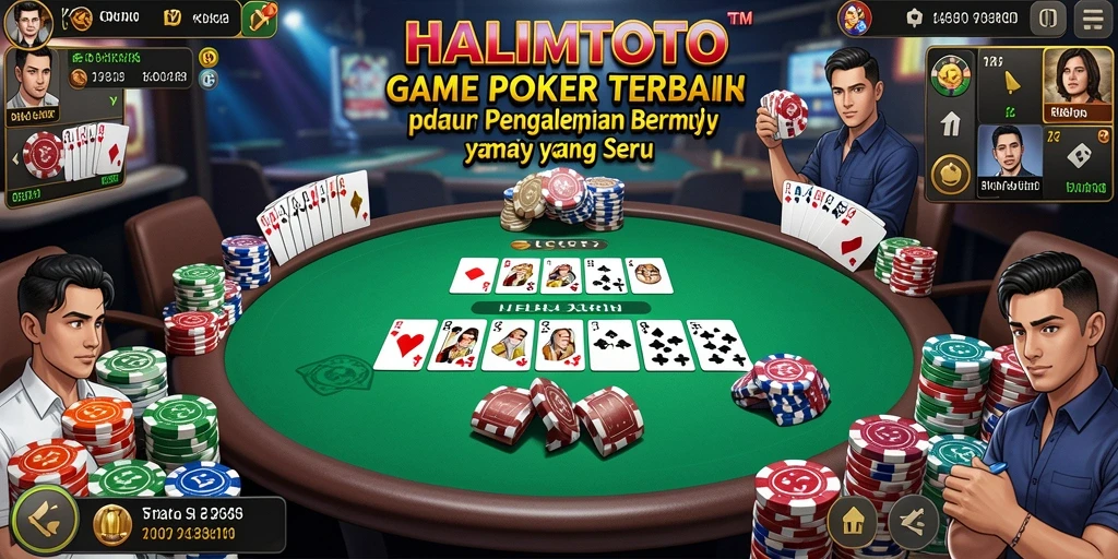 Tampilan gameplay HALIMTOTO dengan suasana seru permainan Poker.