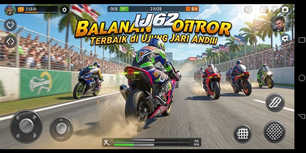 Gameplay balapan motor yang mendebarkan dan adrenalin tinggi.