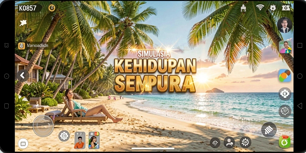 Tampilan gameplay KO857 dengan dunia virtual yang indah.