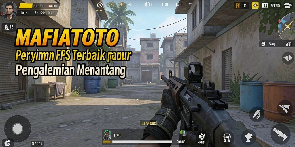 Menampilkan aksi seru dalam gameplay FPS MAFIATOTO.