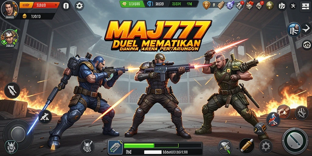 Menampilkan aksi bertarung seru dalam MAJ777 dengan karakter unik.