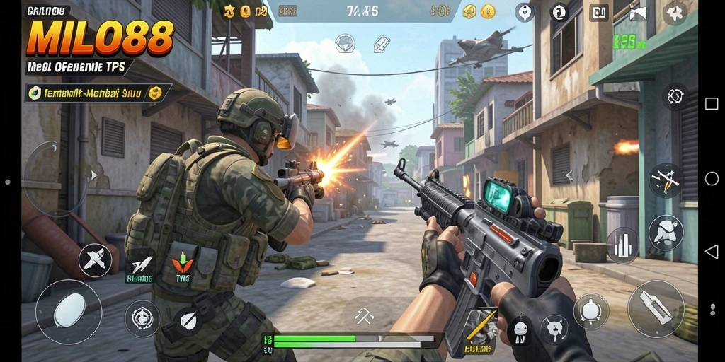 Tampilan gameplay seru dari MILO88 dengan aksi tembak-menembak yang mendebarkan.