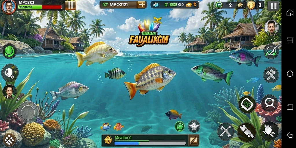 Tampilan gameplay menarik dari MPO2121 dengan aksi menembak ikan.