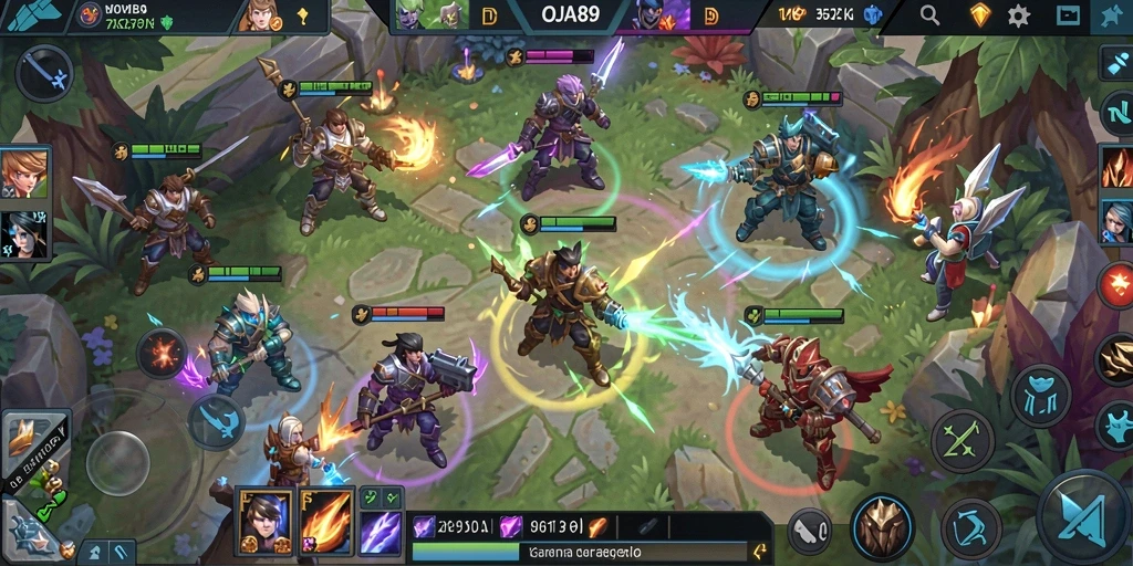 Screenshot OJA89 menampilkan momen pertempuran seru dalam game MOBA.