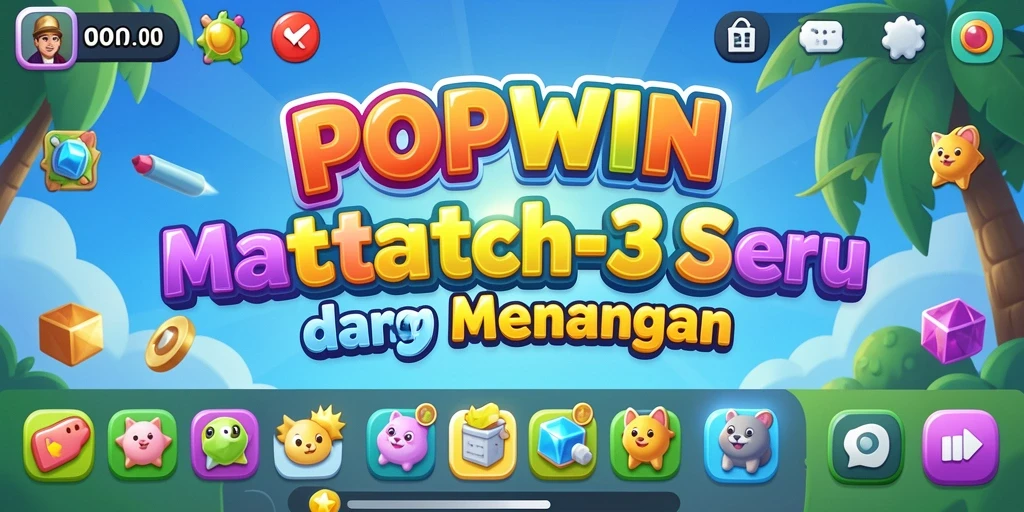 Screenshot gameplay POPWIN menampilkan aksi seru match-3 yang menarik.