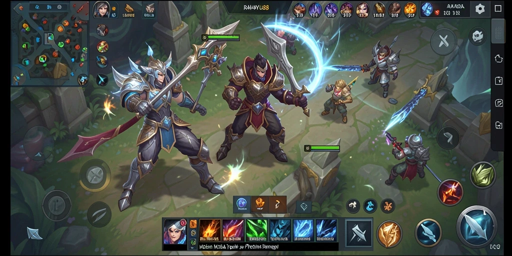 Tampilan aksi seru dalam gameplay MOBA RAHAYU88.