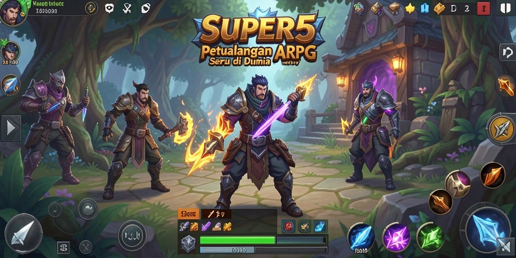 Tampilan gameplay menarik dari SUPER5 yang menunjukkan aksi pertempuran ARPG.
