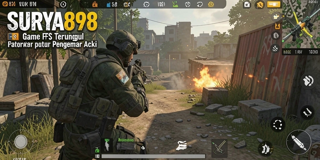 Tampilan action menegangkan dari gameplay SURYA898 FPS.