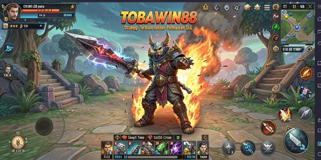 Gambaran layar utama TOBAWIN88 dengan aksi gameplay SLG yang seru.