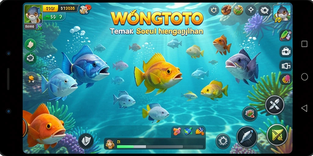 Tampilan gameplay menembak ikan yang seru di WONGTOTO.