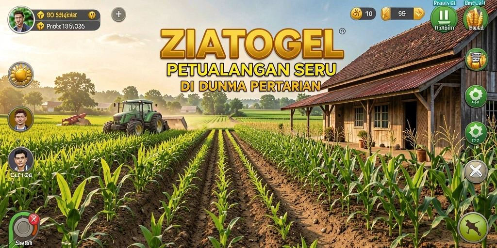 Screenshot gameplay ZIATOGEL menunjukkan keseruan bertani dengan grafis menawan.